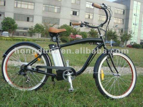 Classic Beach Cruiser Electric Road Bike with Electric Bicycle Battery