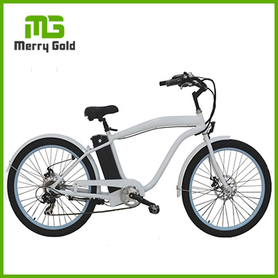 250W Brushless Motorized Men Beach Electric Bicycle with LCD Display